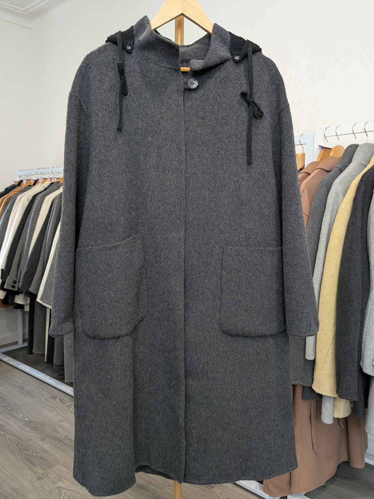 235 68% Wool Coat Dark Grey S 8-12