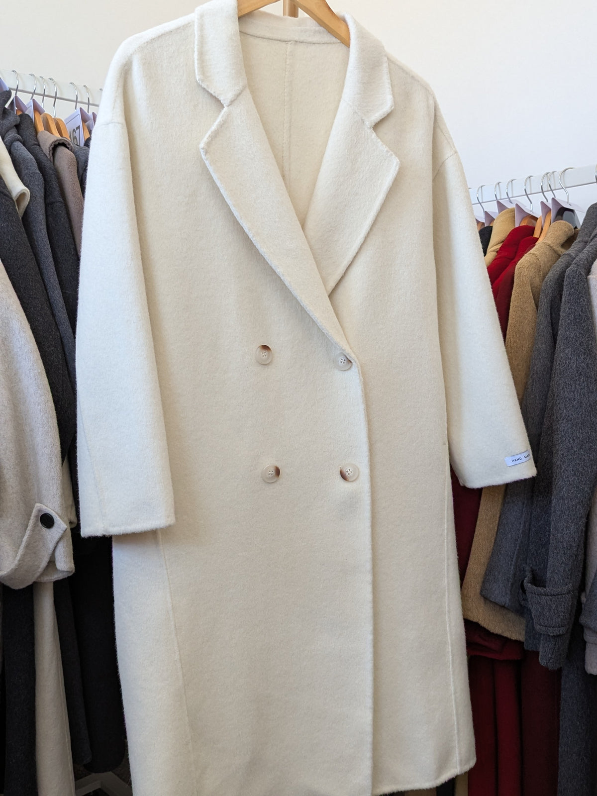 285 66% Wool Coat M 10-14 Cream