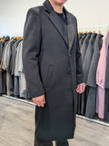 039 Long Men's 50% Wool Coats Black Grey