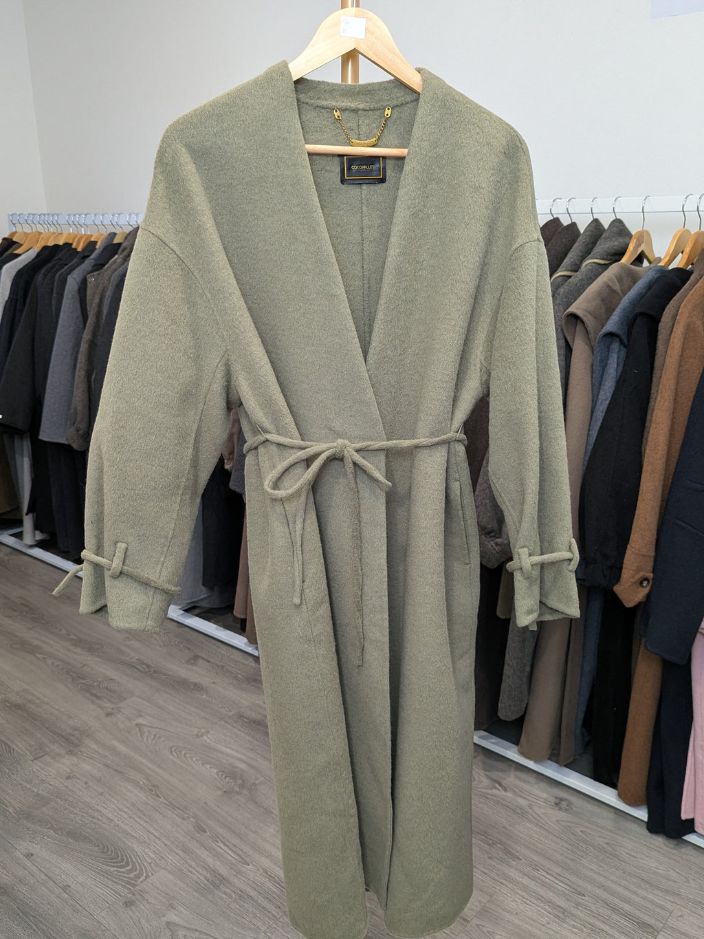 189 80% Wool Coat Olive S 8-10 M 12-14
