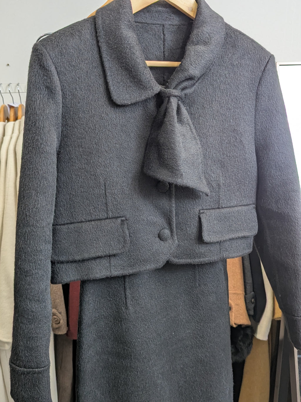 229 100% Wool Coat Set Black S 6-8