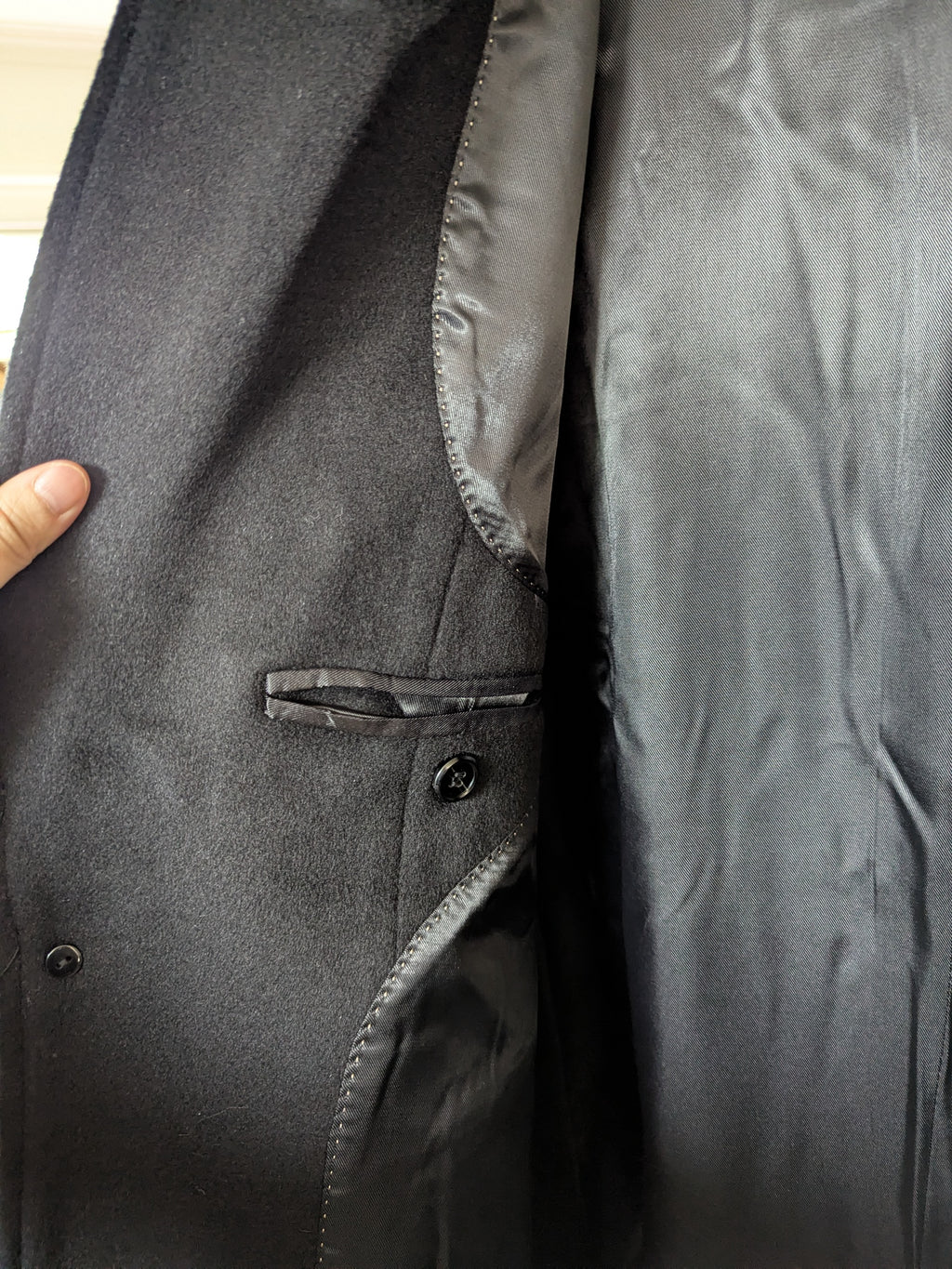 023 Long Men's 50% Wool Coats Black Grey