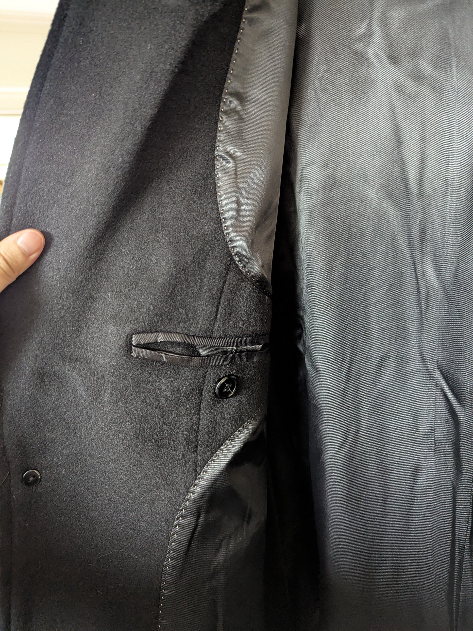 023 Long Men's 50% Wool Coats Black Grey