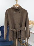 001 Cashmere blend Wool Coat Brown Grey Charcoal