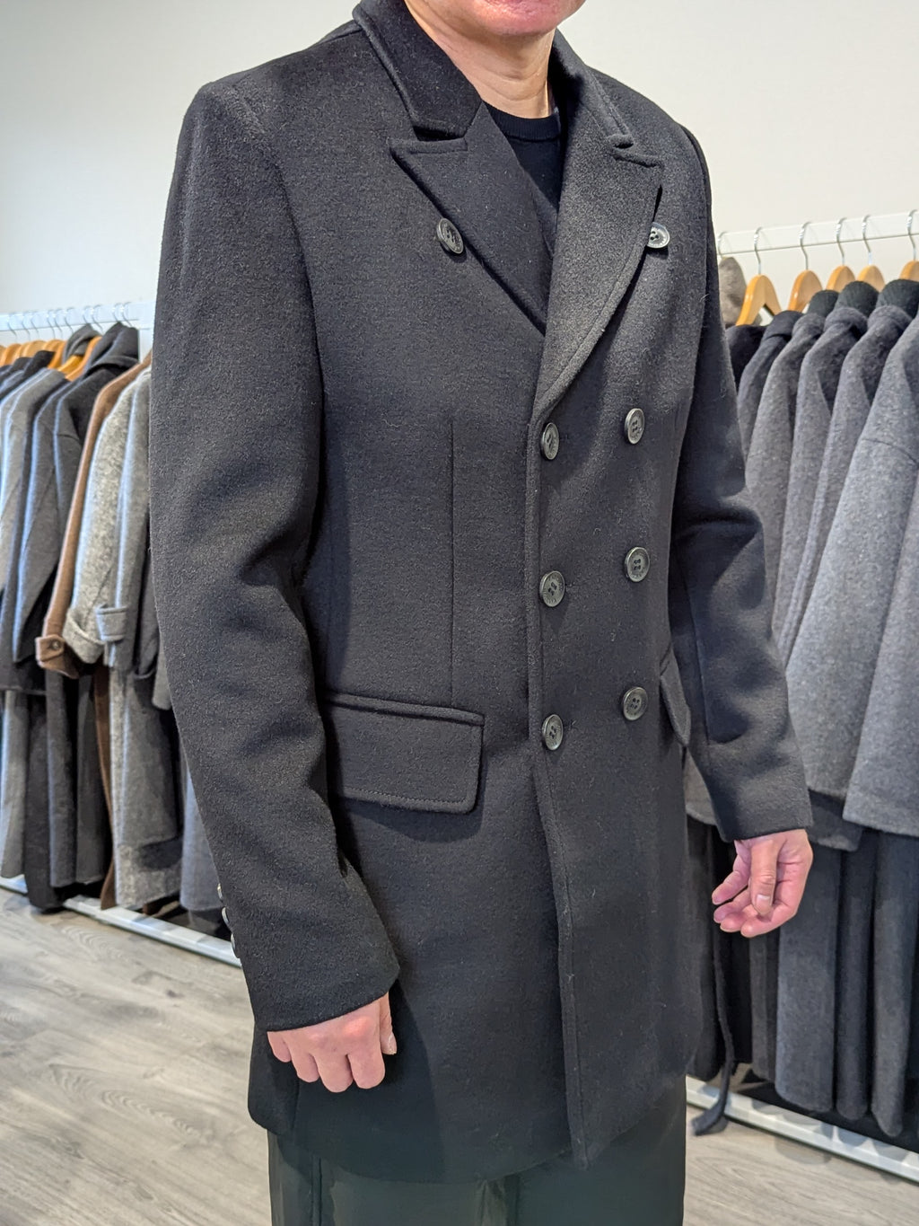 018 Men's 51% Wool Coats Black Grey Tan