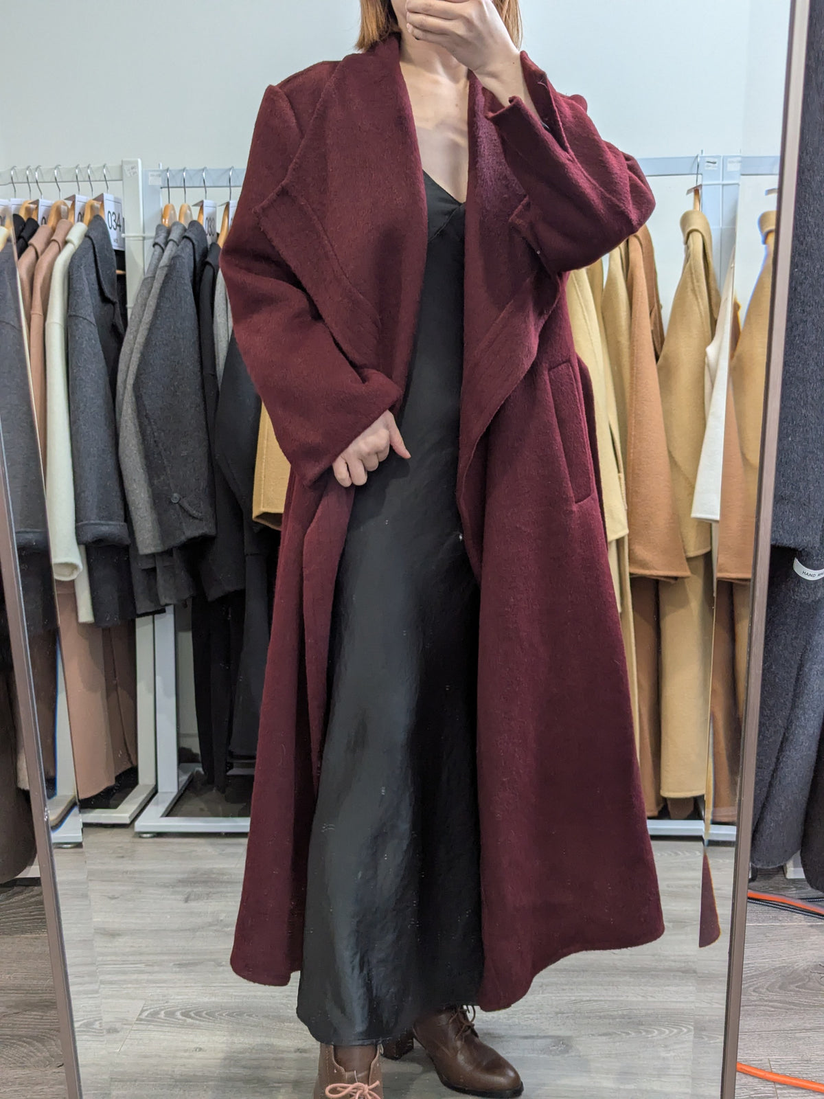 293 70% Wool Coat Burgundy S 10-12 M 12-14