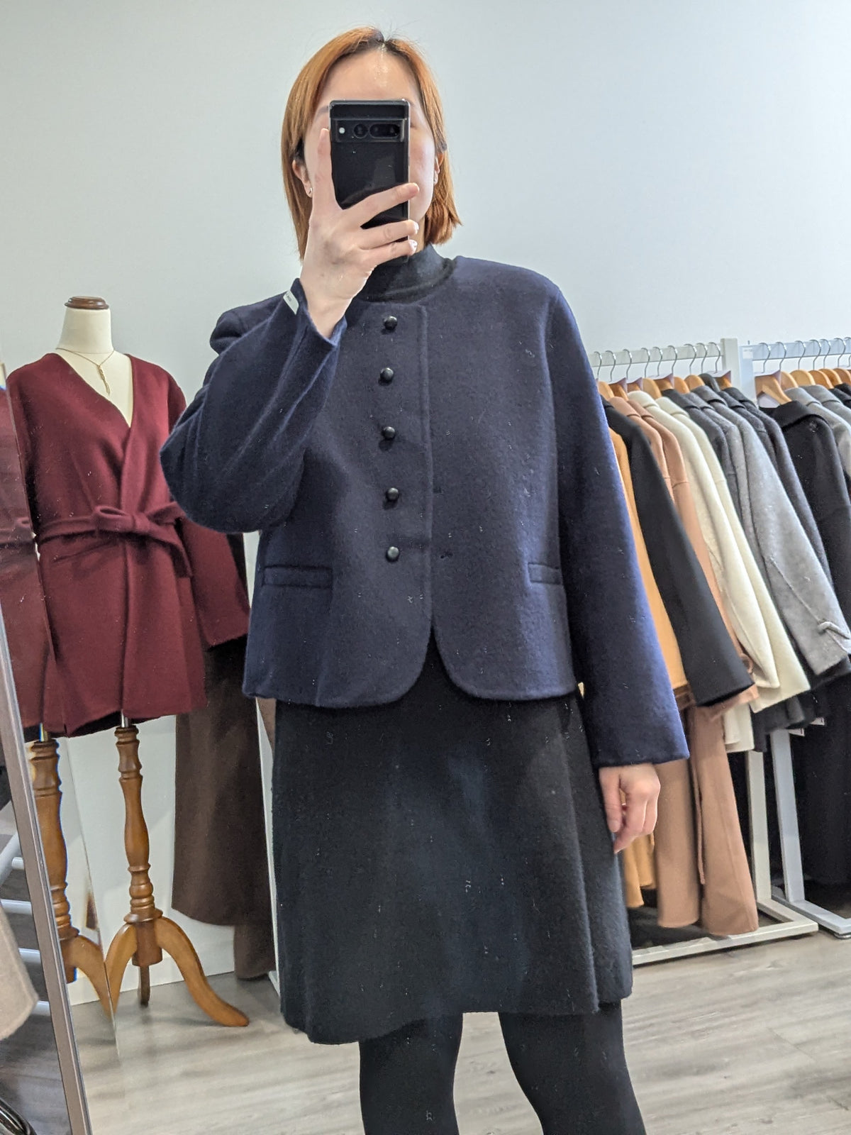 063 90% Wool Coat Navy S 8-10