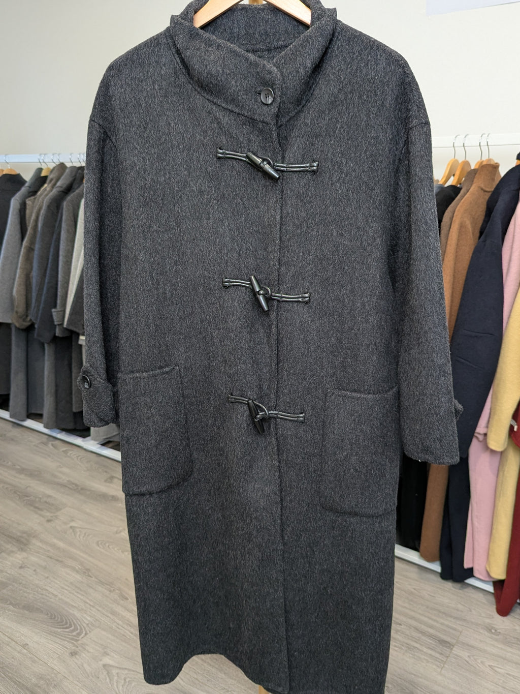 175 100% Wool Coat Charcoal S 10-16