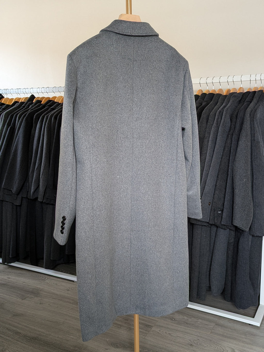023 Long Men's 50% Wool Coats Black Grey