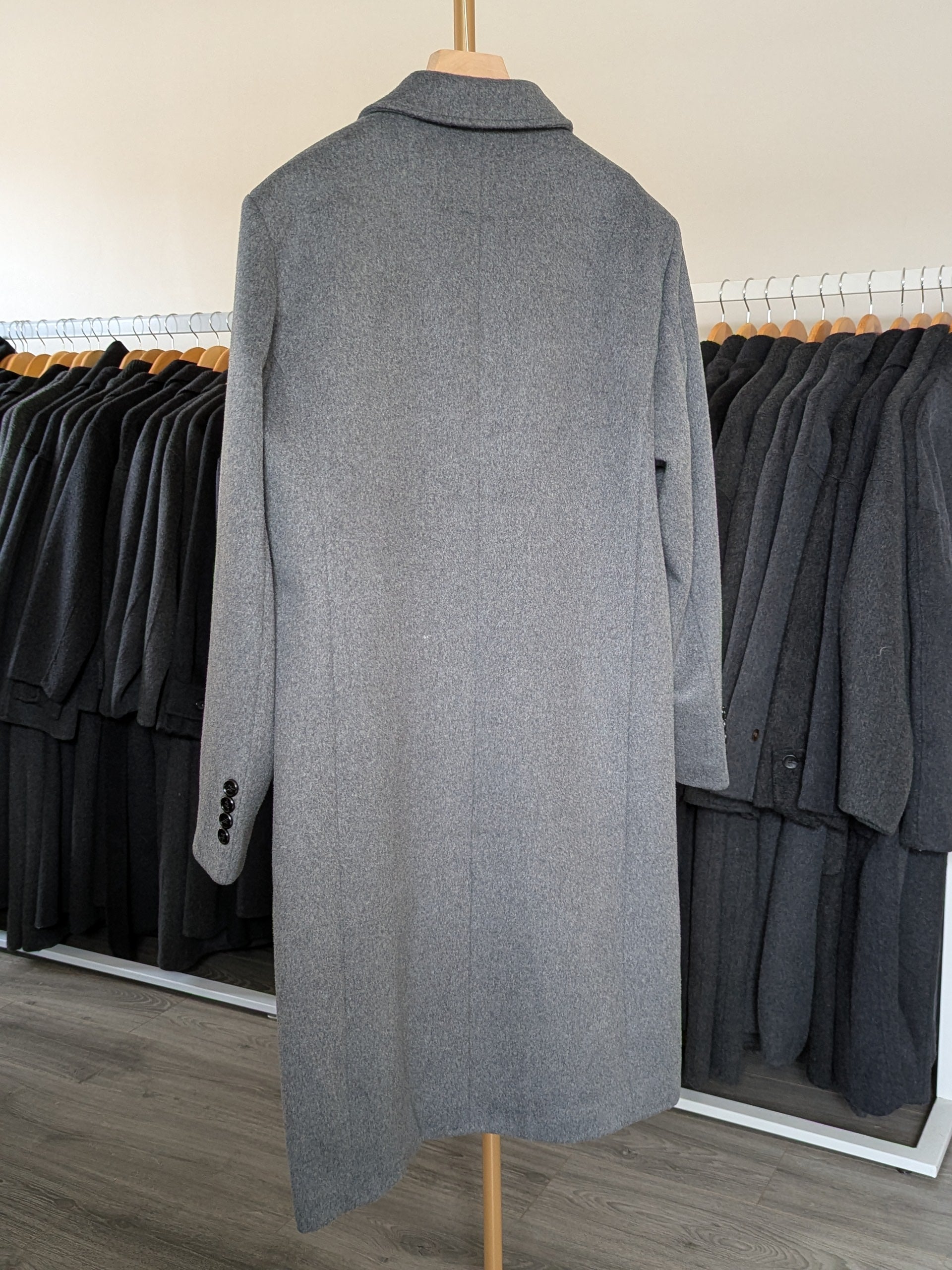 023 Long Men's 50% Wool Coats Black Grey