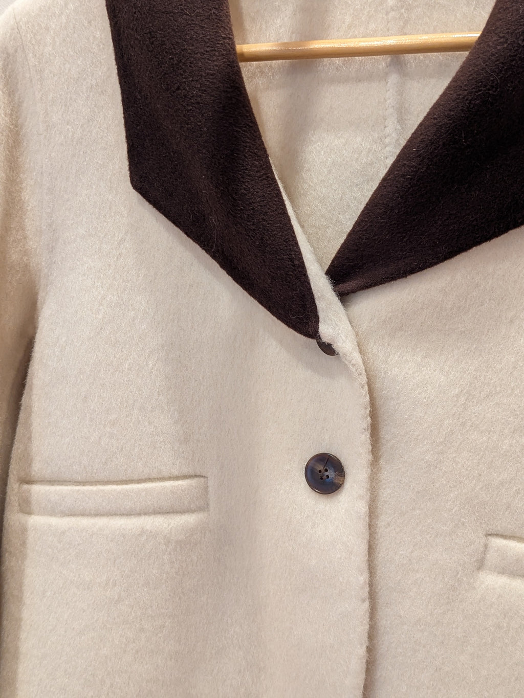 064 100% Wool Coat Cream M 8-10