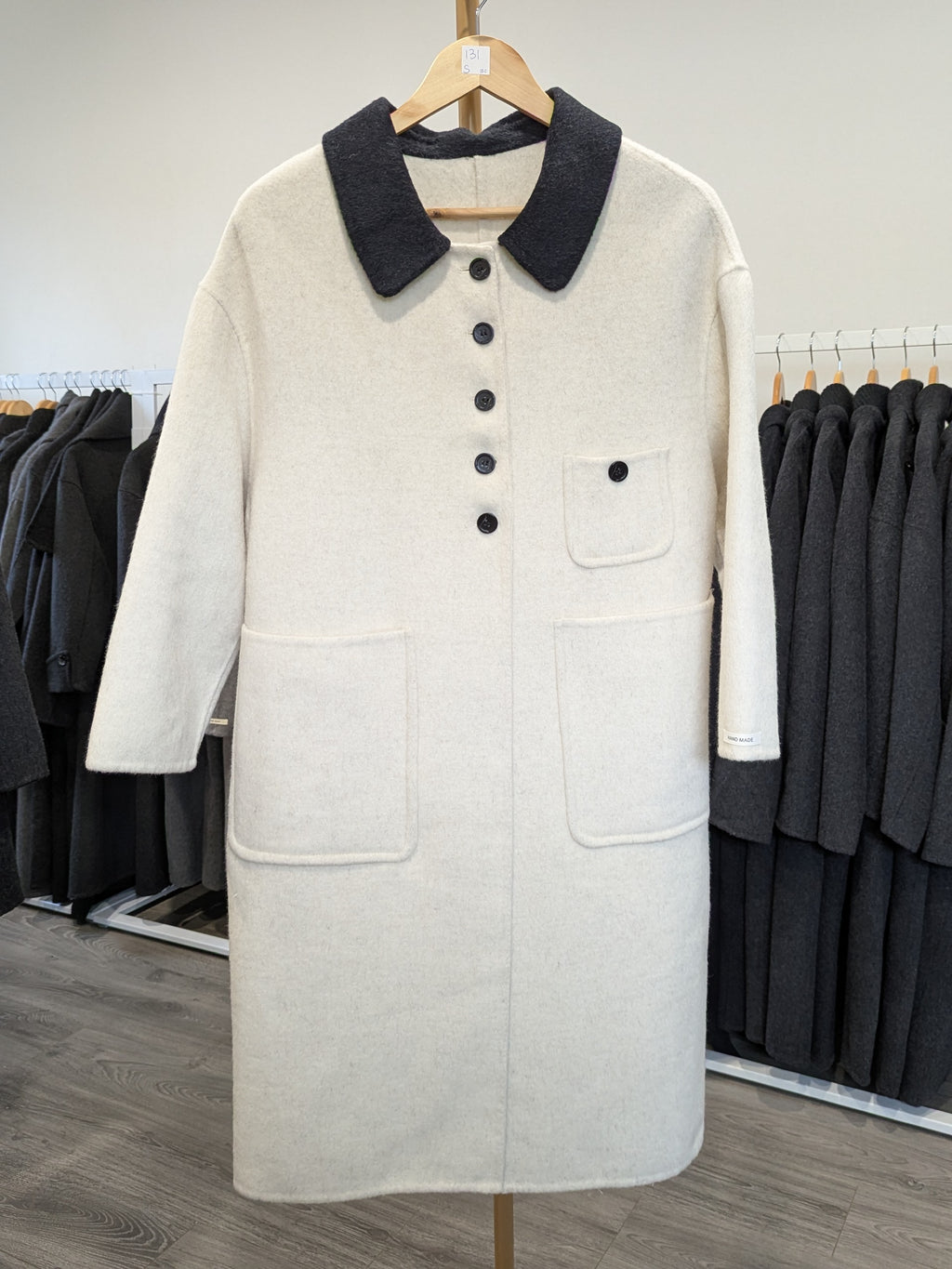 131 100% Wool Coat Cream S 8-10