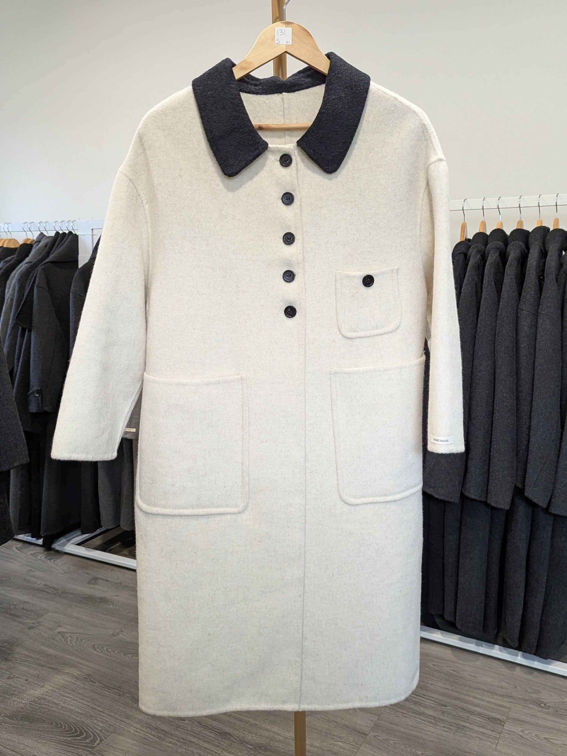 131 100% Wool Coat Cream S 8-10