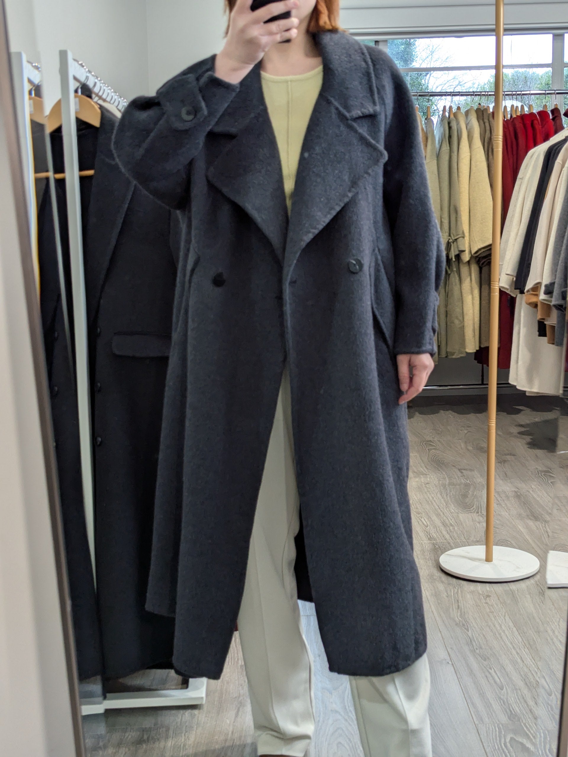 177 70% Wool Coat Charcoal M 10-14
