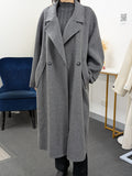 Premium Cashmere blend Wool Coat Women Brown Grey Charcoal