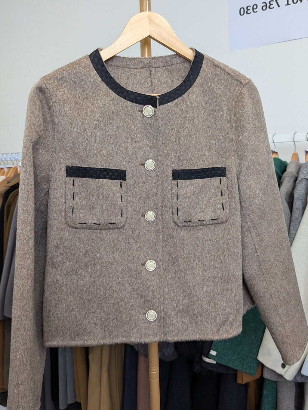 217 100% Wool Coat Coffee L 10-12