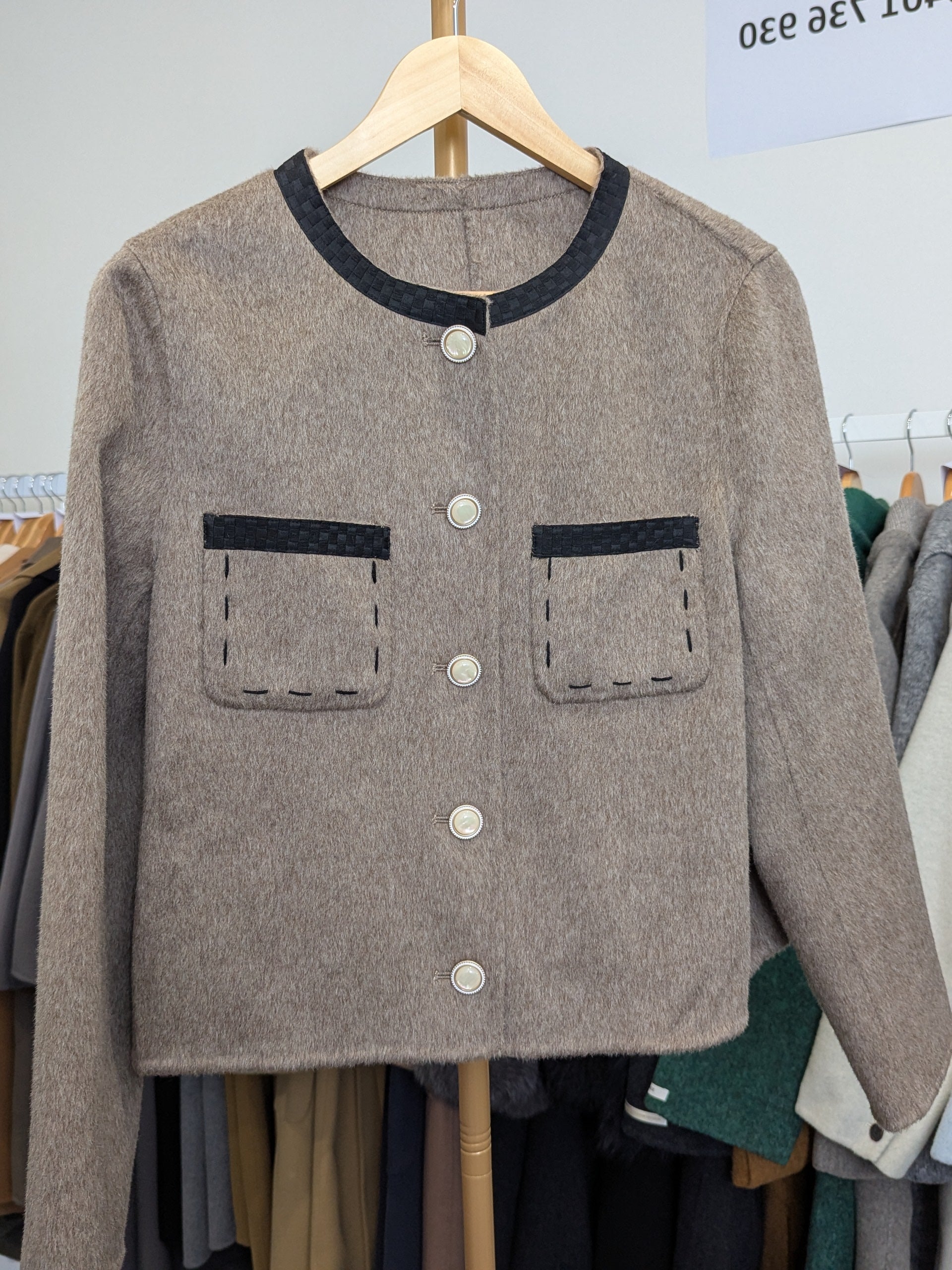 217 100% Wool Coat Coffee L 10-12