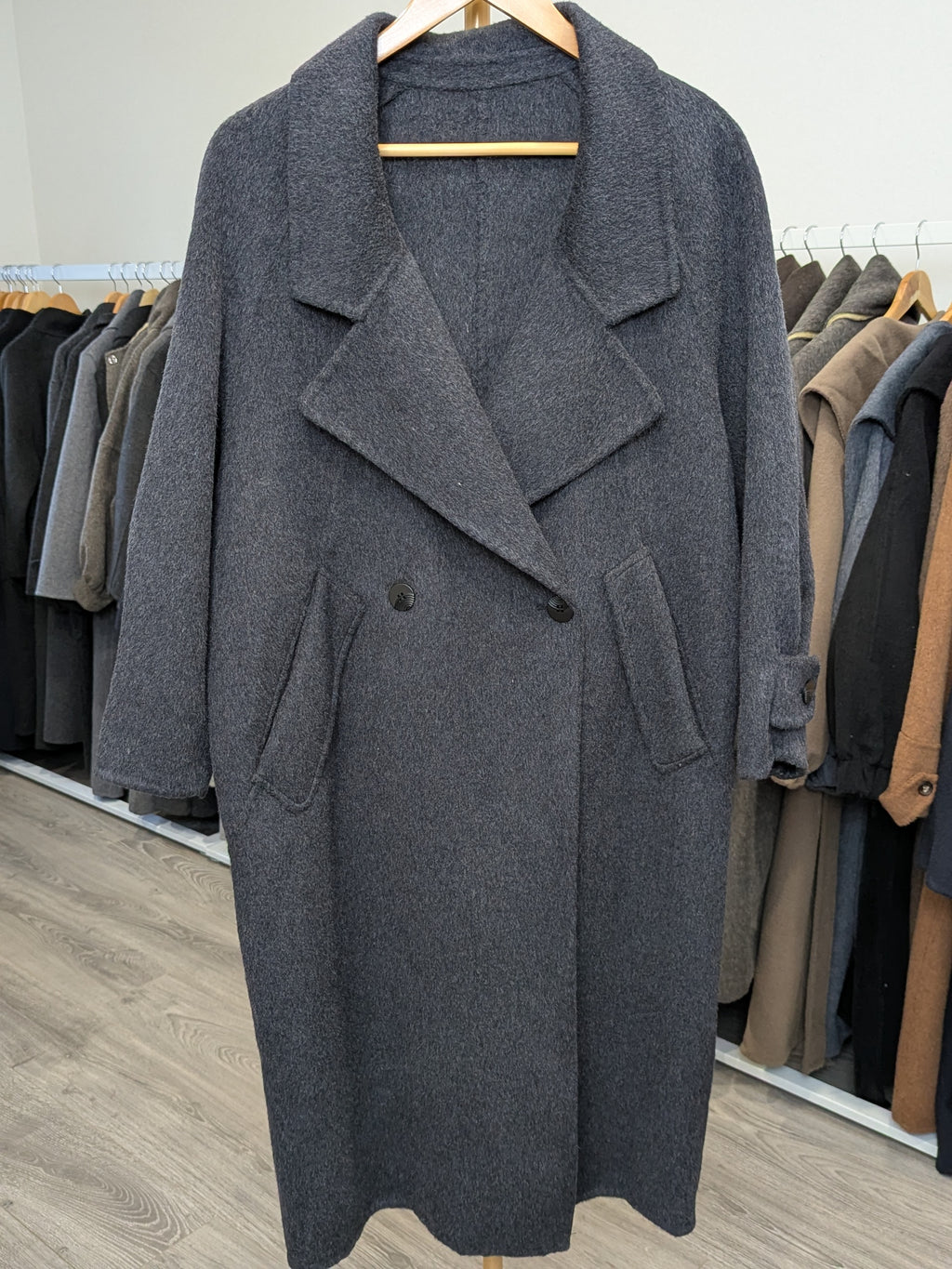 177 70% Wool Coat Charcoal M 10-14