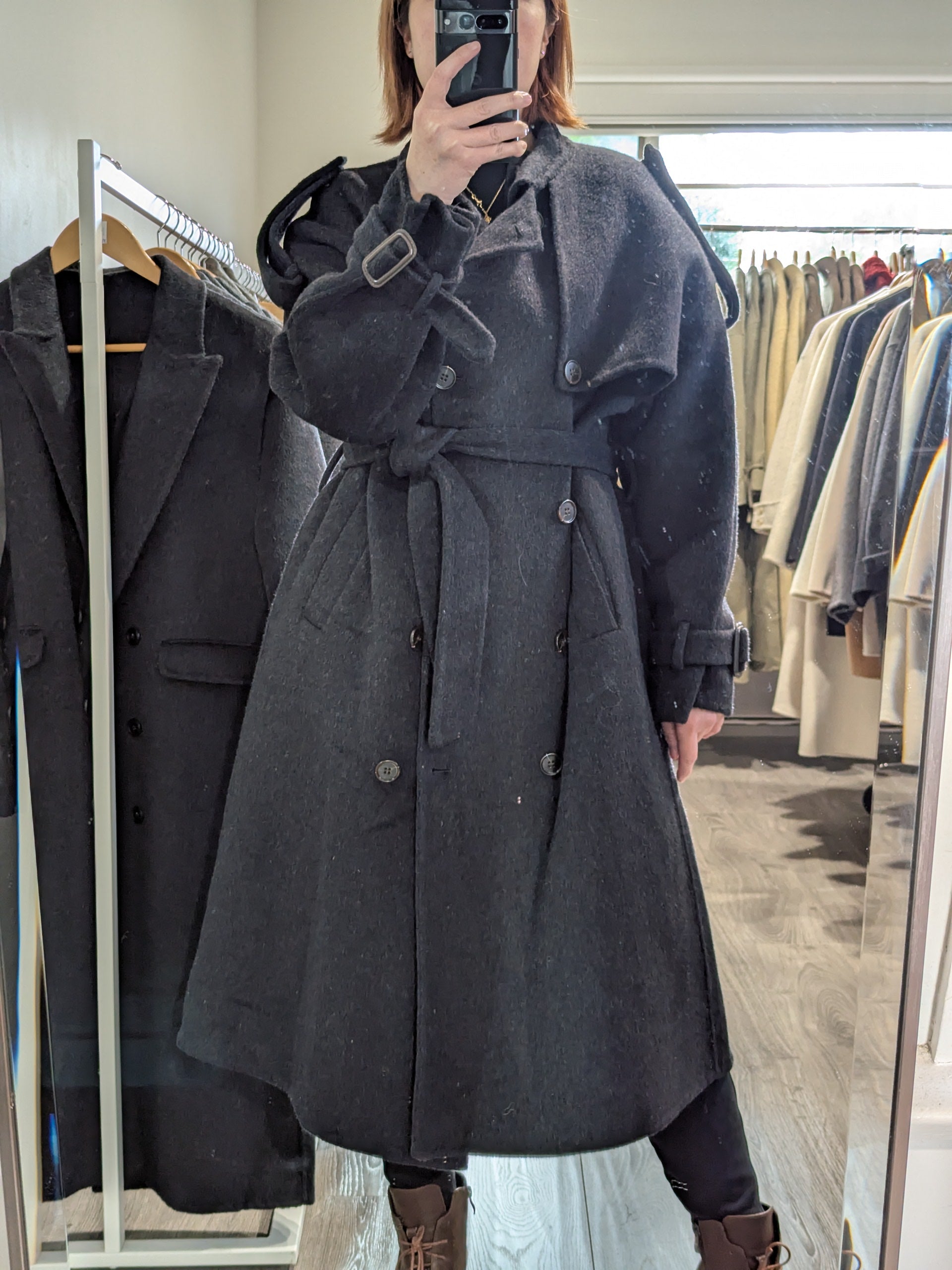 150 70% Wool Coat Charcoal S 10-14