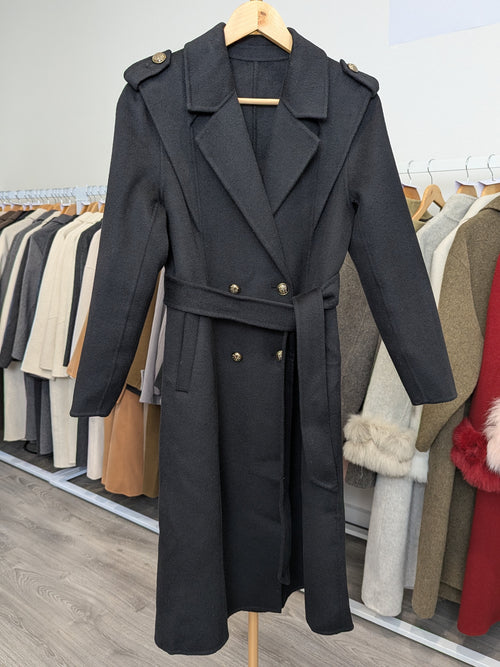 014 100% Wool Coat Black M 6-8 L 10-12