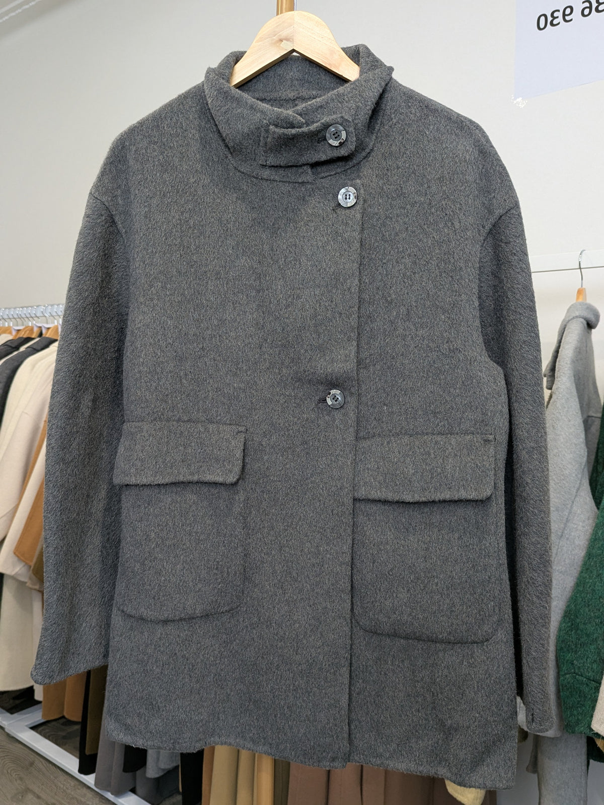 062 70% Wool Coat Light Grey, Grey, light lemon
