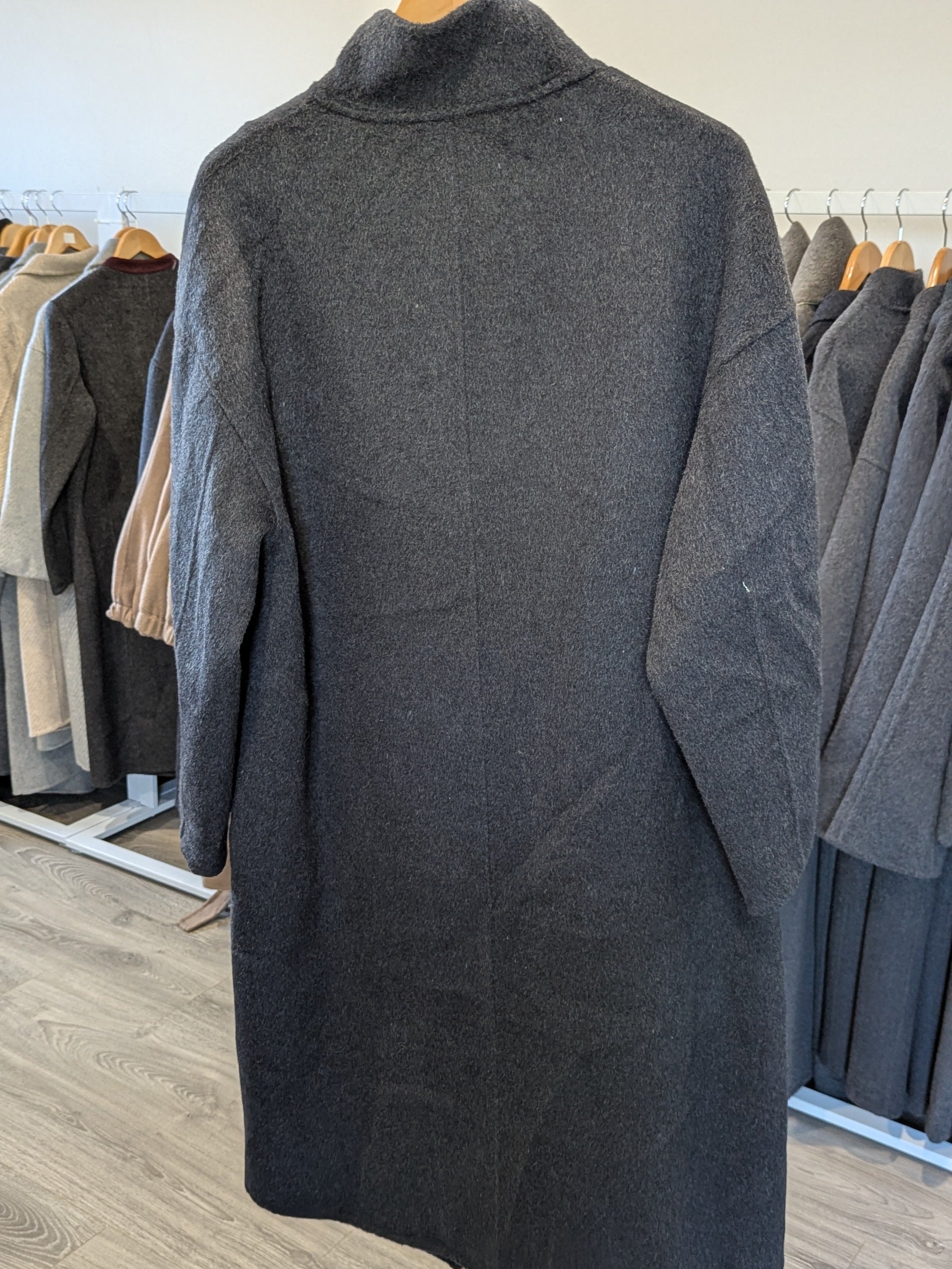 147 100% Wool Coat Charcoal Dark Grey M 10-12