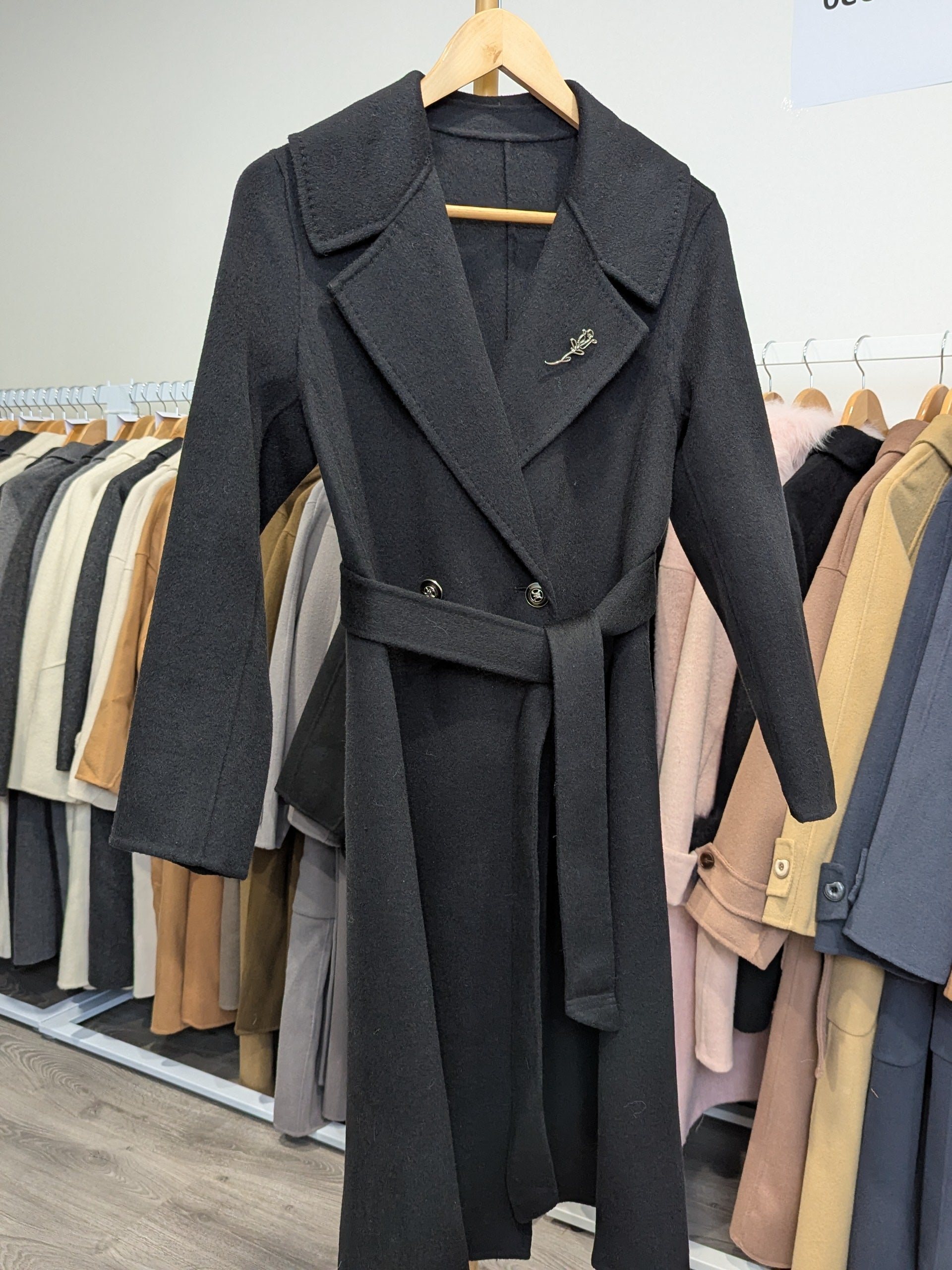 019 100% Wool Coat Black