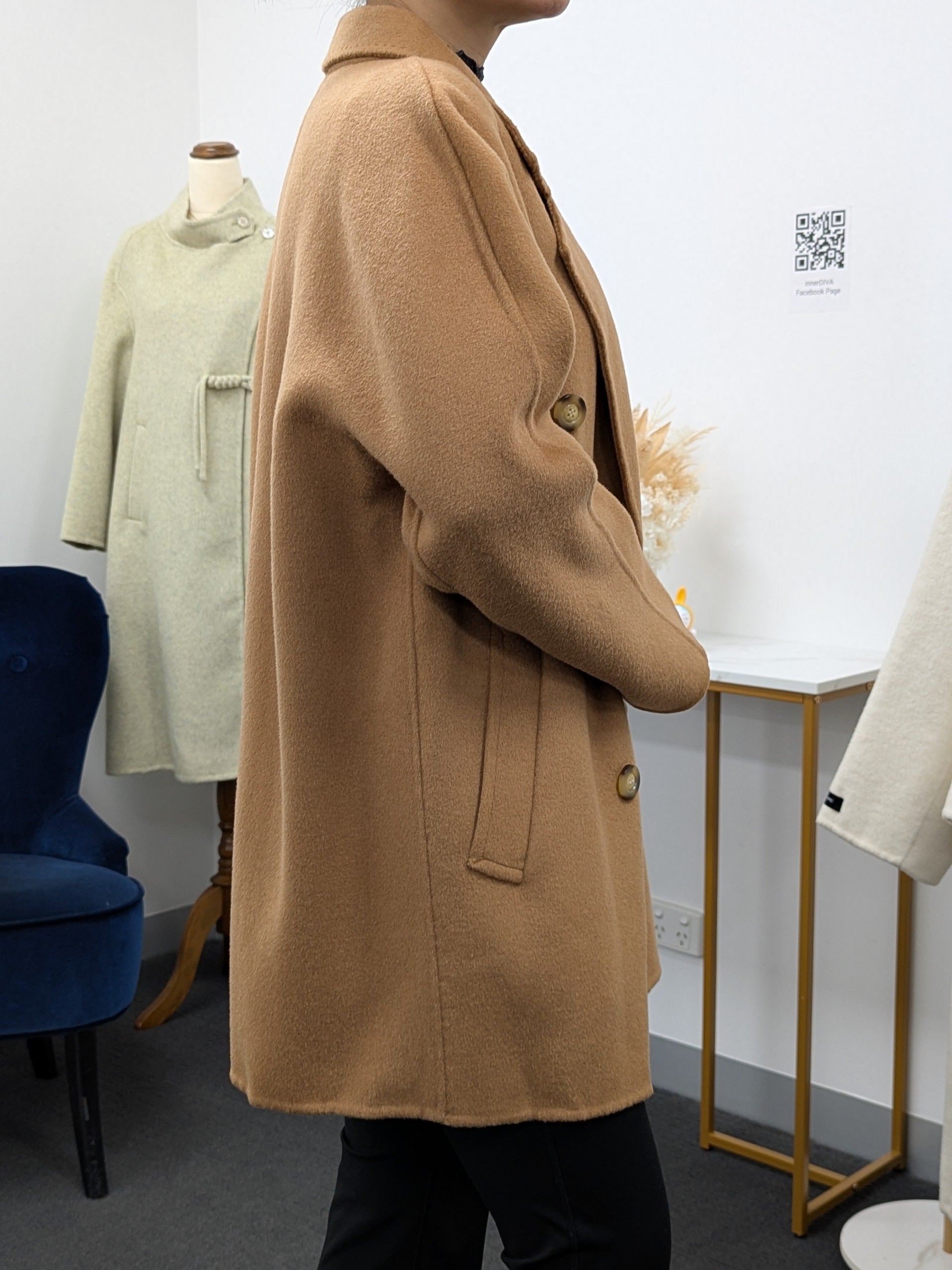 Premium 100% Wool Coat Women Hand made