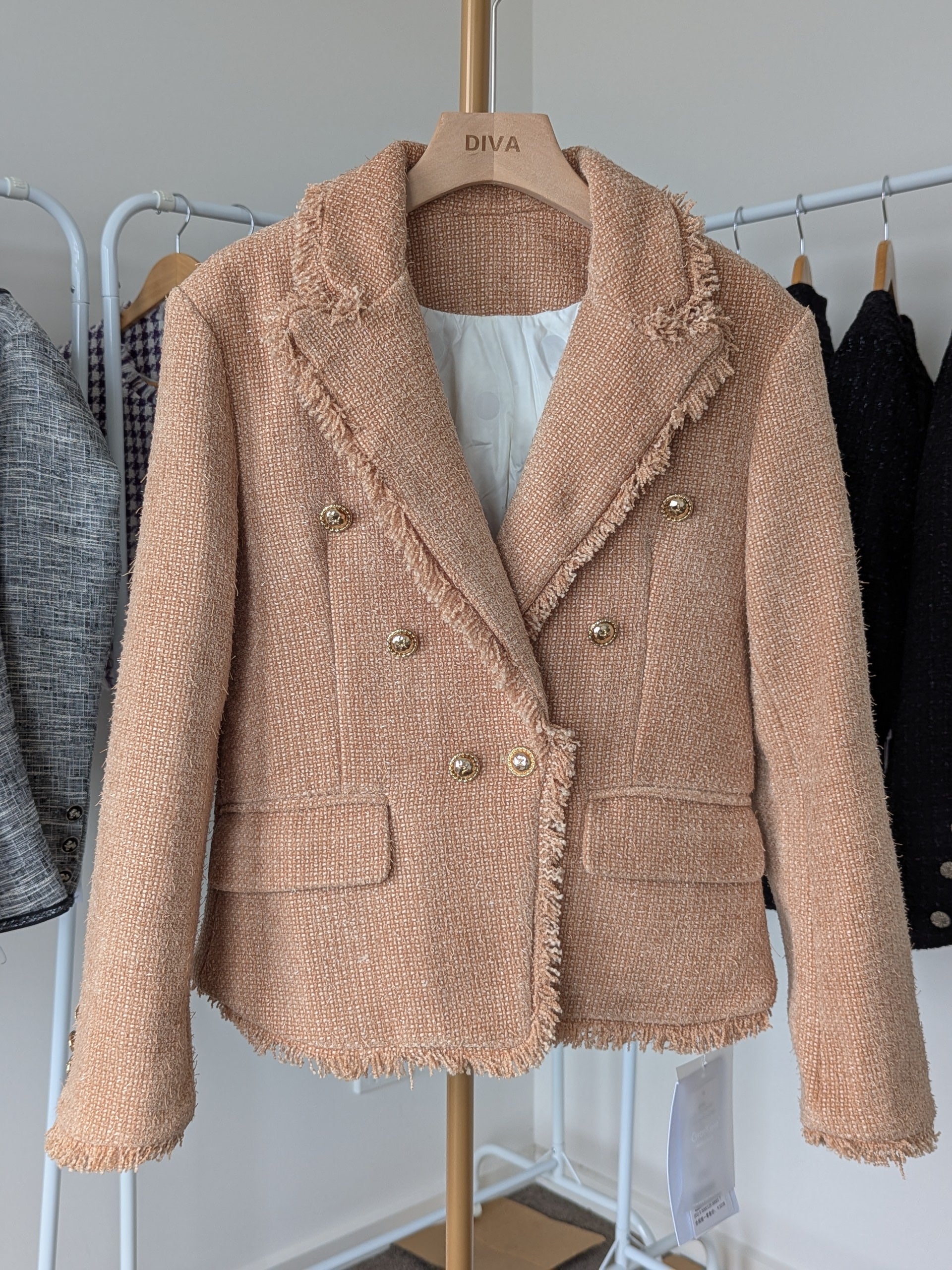 Goose Down Tweed Jacket 134 Size 8-10