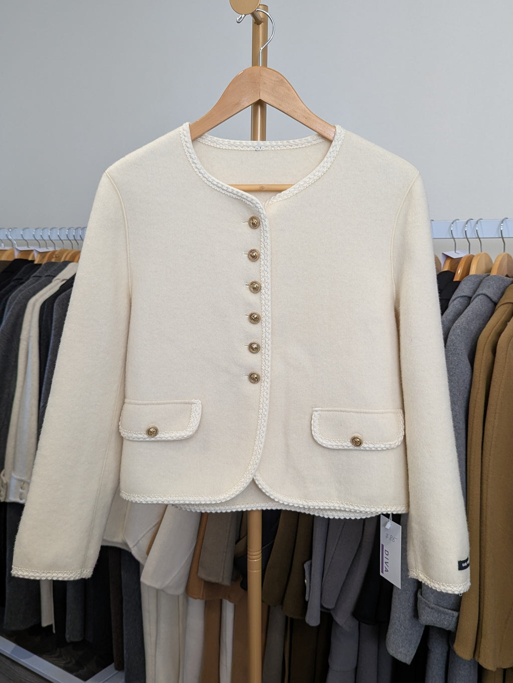 218 100% Wool Coat Cream M 10-12