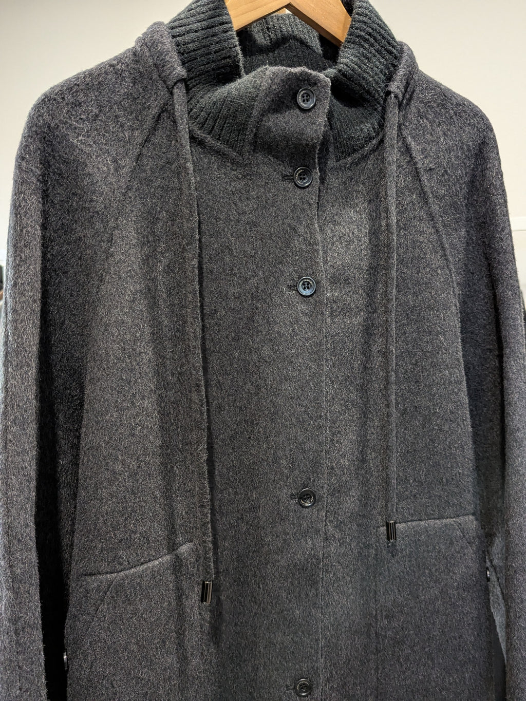 156 68% Wool Coat Charcoal M 10-14
