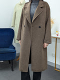 Premium Cashmere blend Wool Coat Women Brown Grey Charcoal