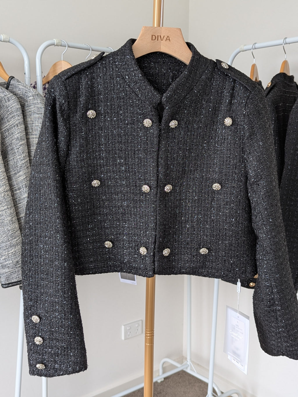 Goose Down Tweed Jacket 140 Size 6-8