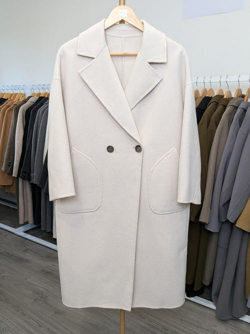 025 100% Wool Coat Cream S 8-10 M 12-14