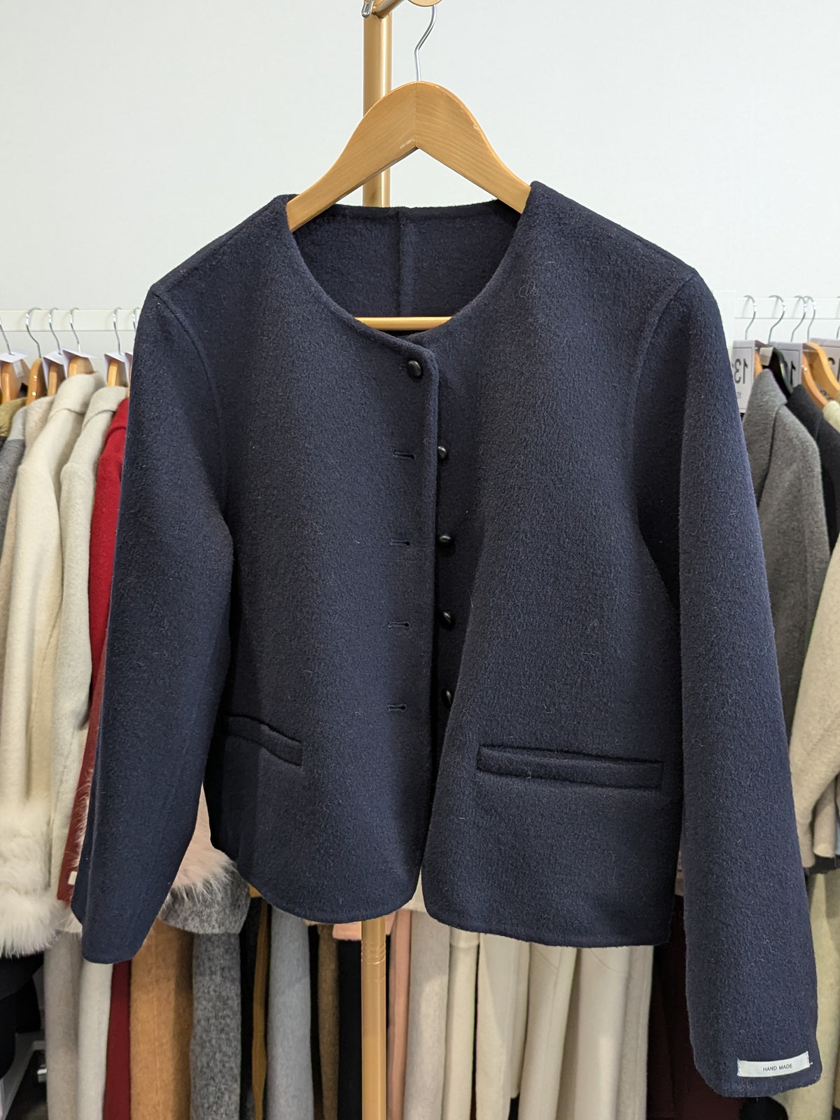 063 90% Wool Coat Navy S 8-10