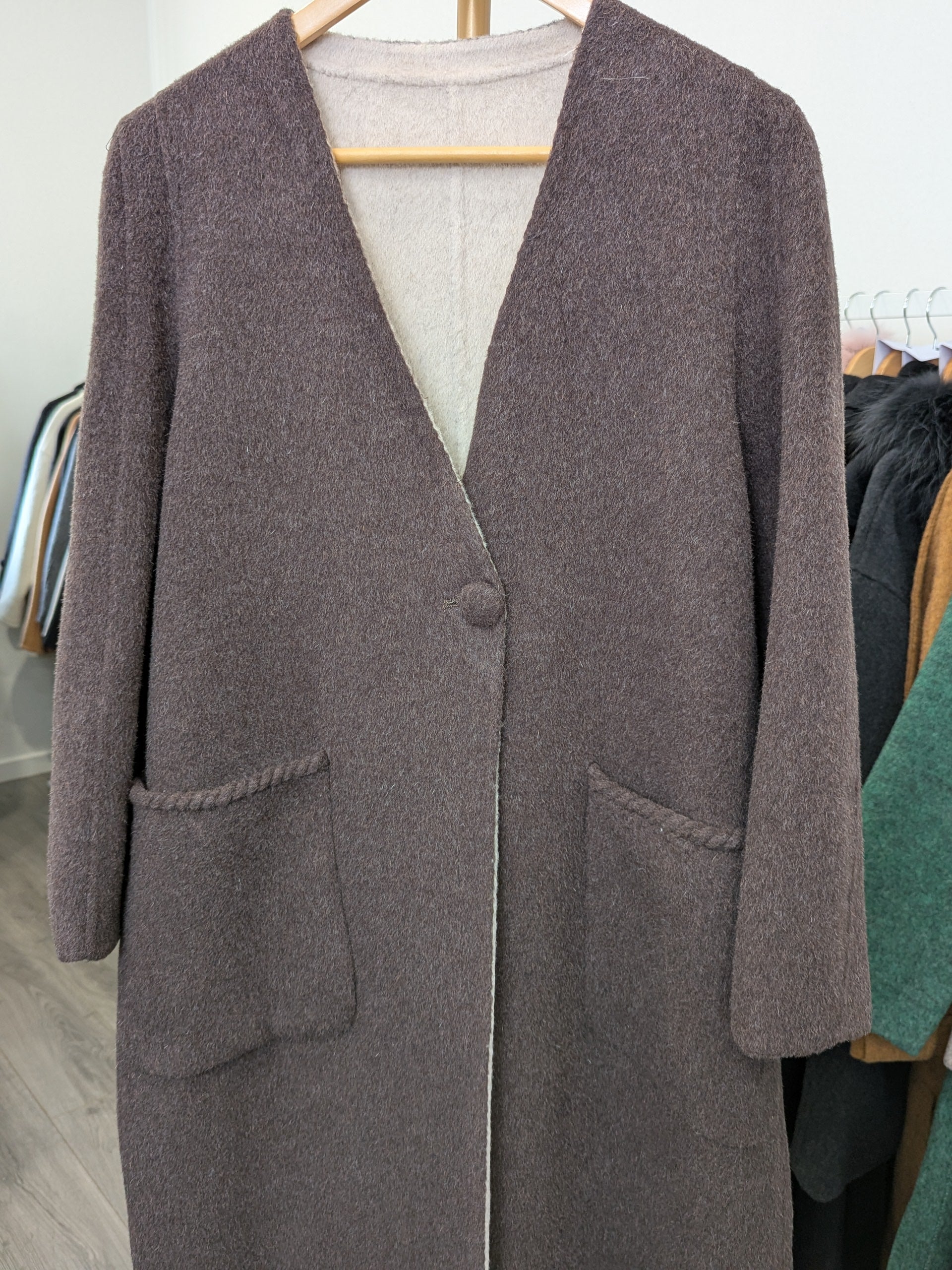 212 80% Wool Coat Coffee L 10-14