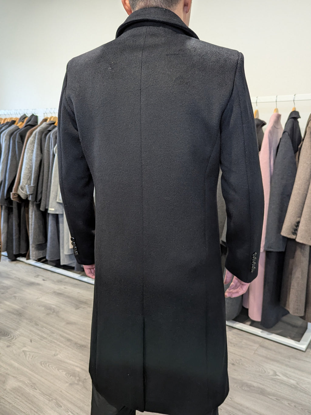 023 Long Men's 50% Wool Coats Black Grey