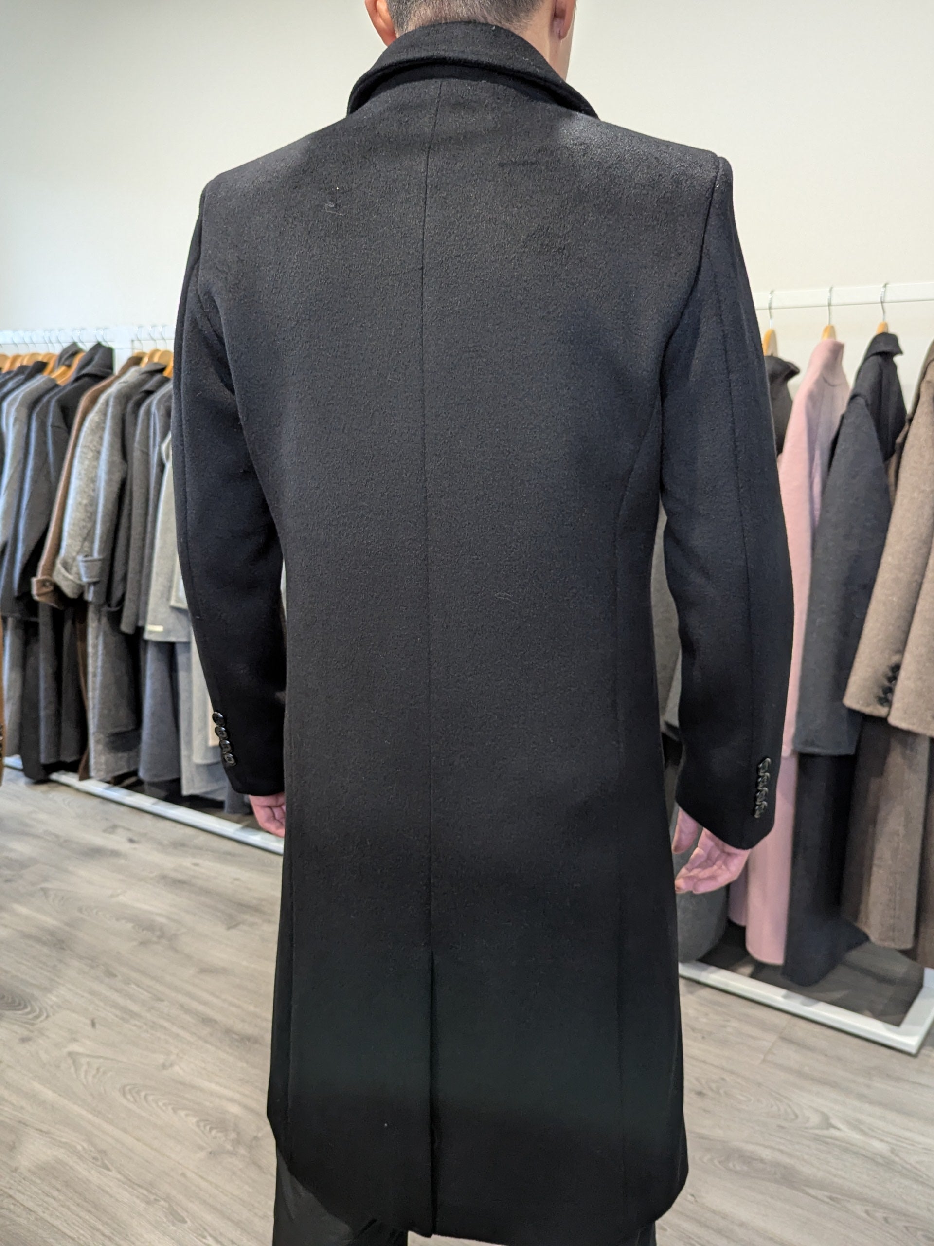 023 Long Men's 50% Wool Coats Black Grey