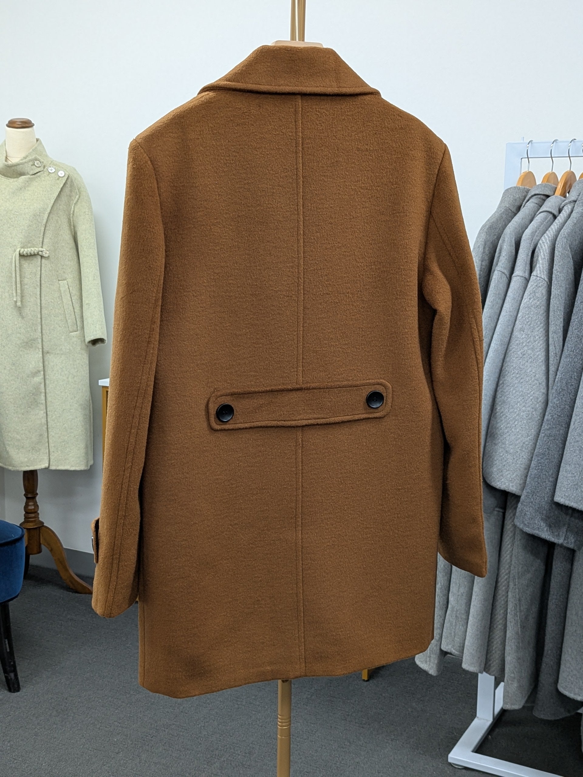 019 Men's 51% Wool Coats Black Grey Tan