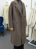 Hand made Premium Rabbit fur Yak Wool Coat Women Brown Charcoal Oat