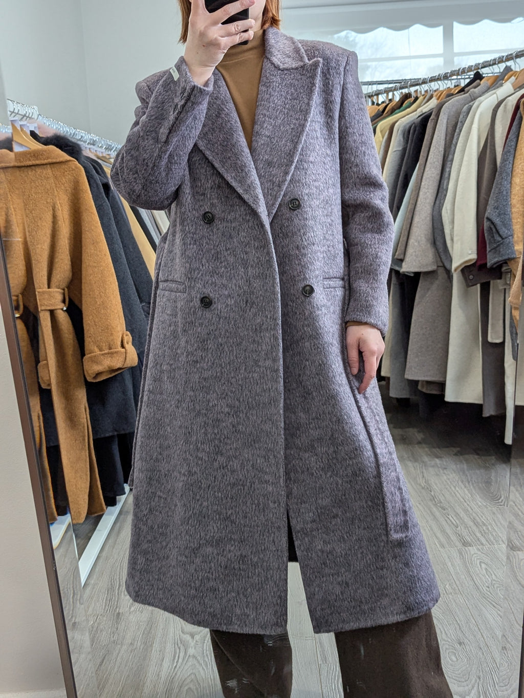 209 70% Wool Coat Purple Grey S 12-14