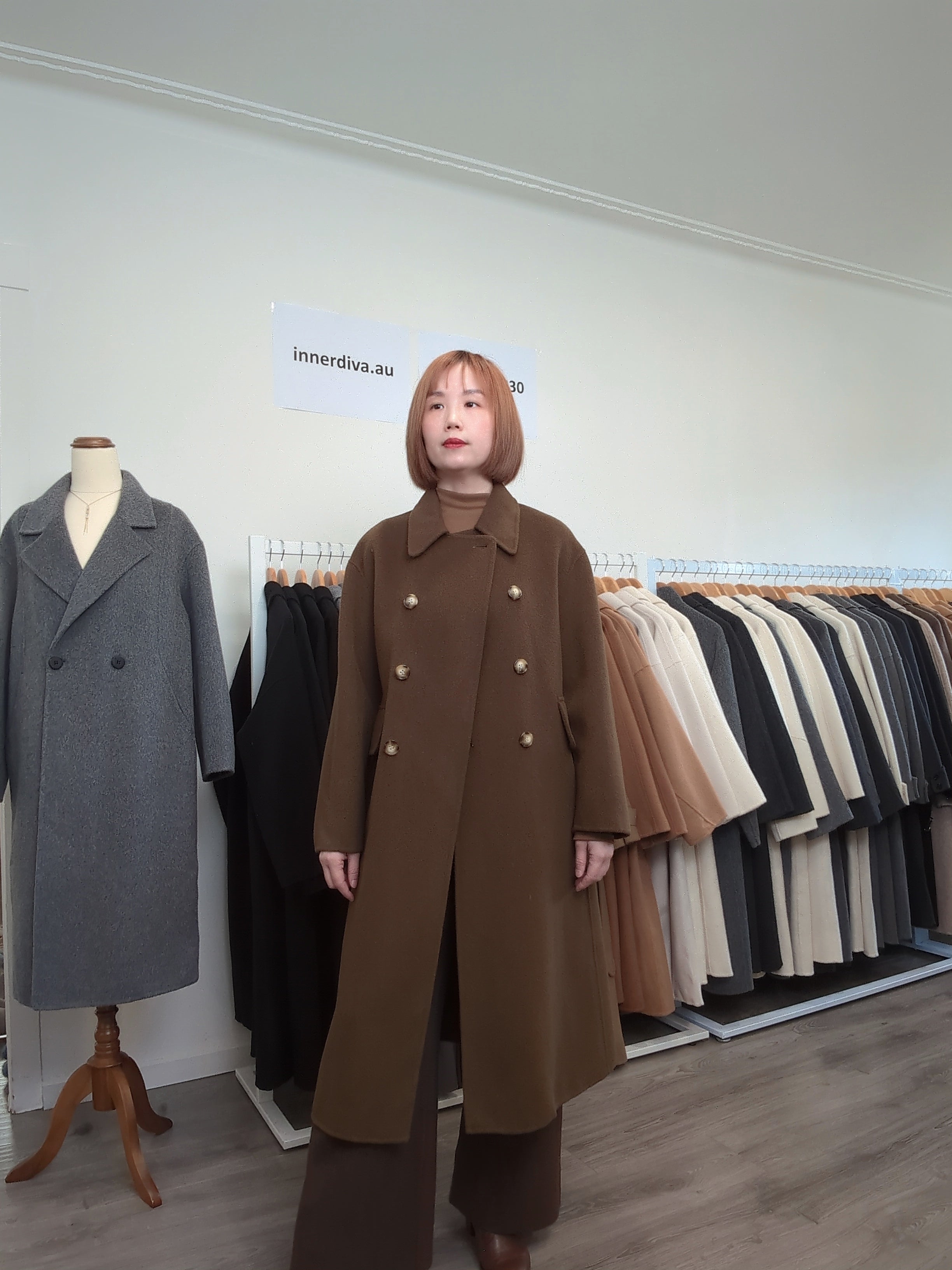 028 100% Wool Coat Black Green