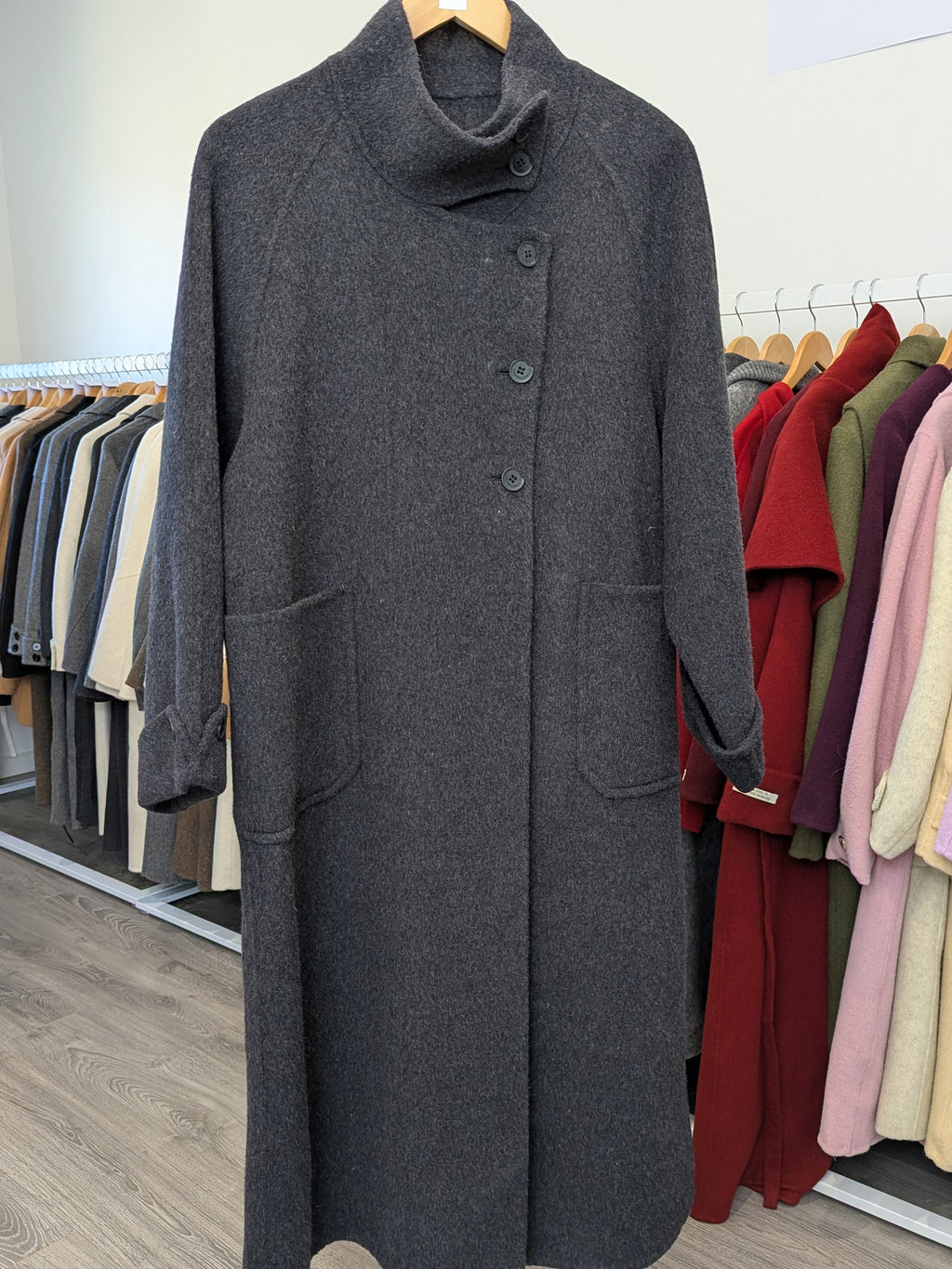 108 70% Wool Coat Dark Grey