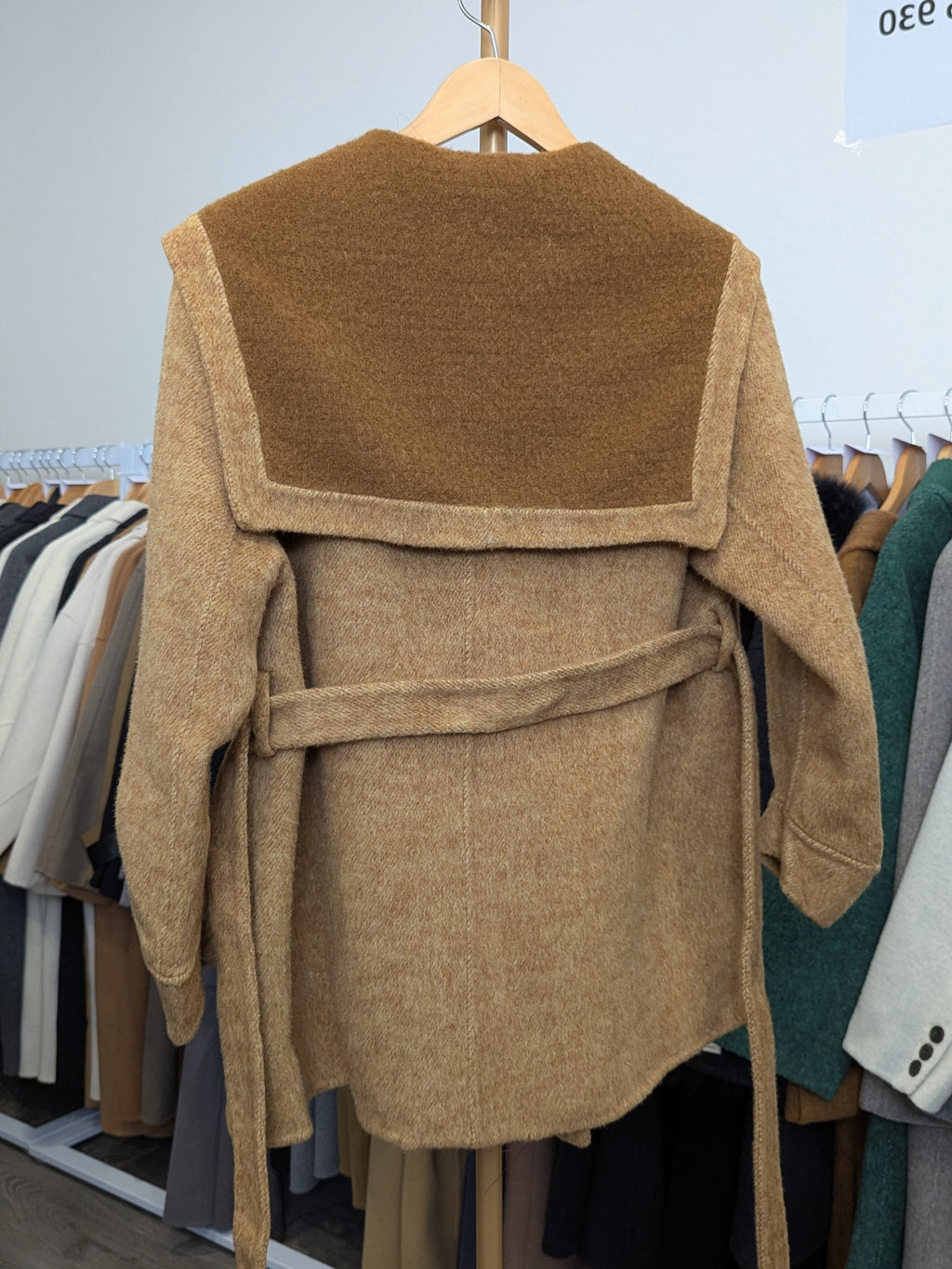 220 68% Wool Coat Yellow L 10-12