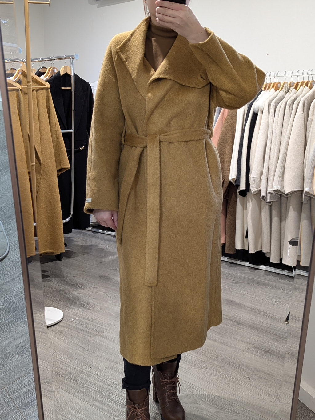 142 100% Wool Coat Mustard Yellow S 6-8 M 10-12