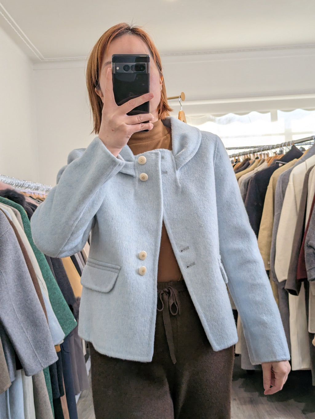 214 70% Wool Coat Blue S 6-8