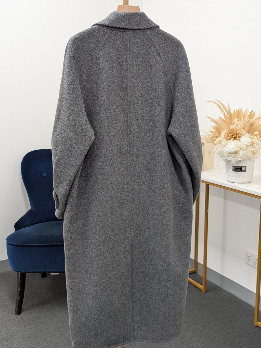 Premium Cashmere blend Wool Coat Women Brown Grey Charcoal