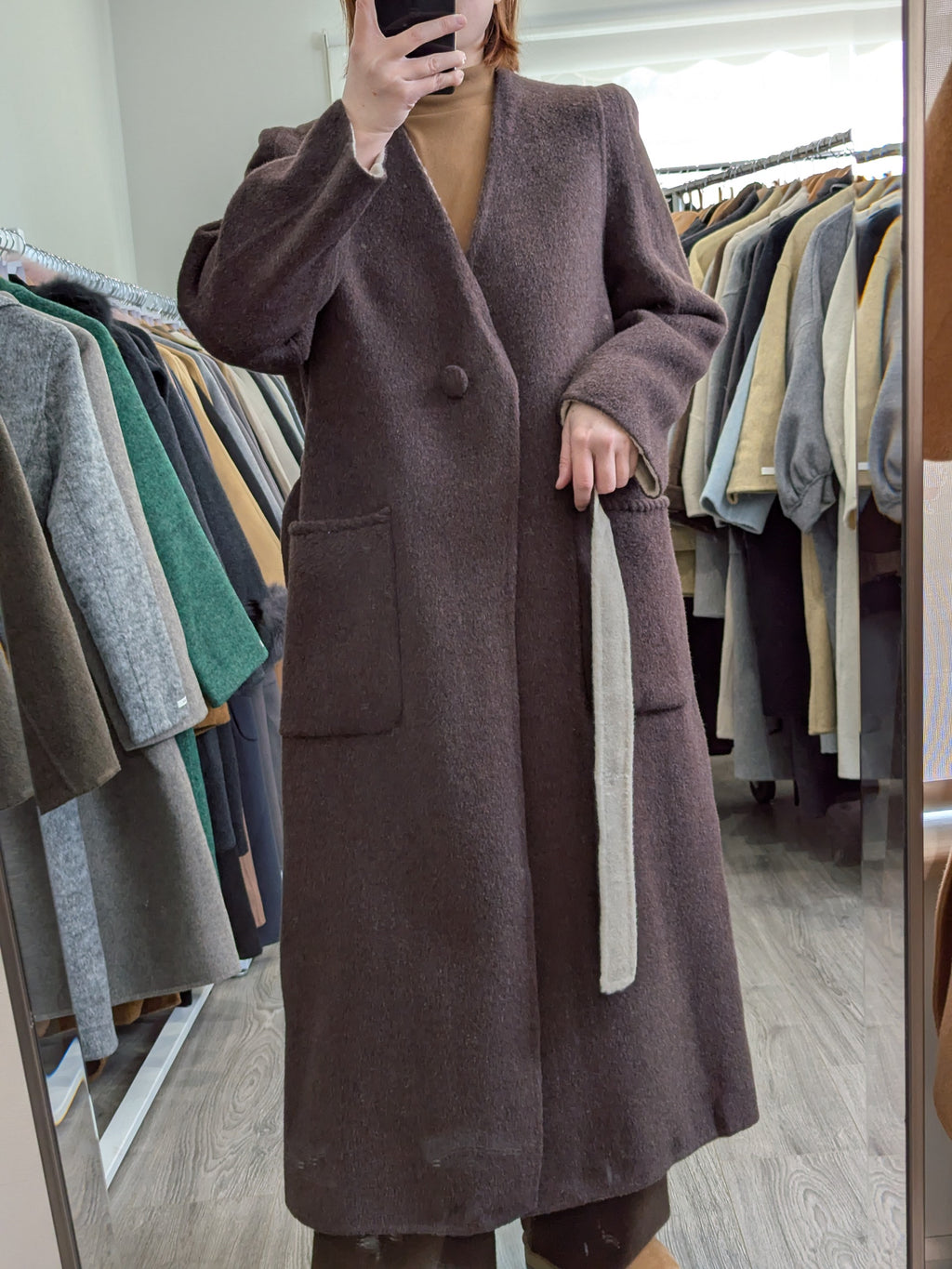 212 80% Wool Coat Coffee L 10-14