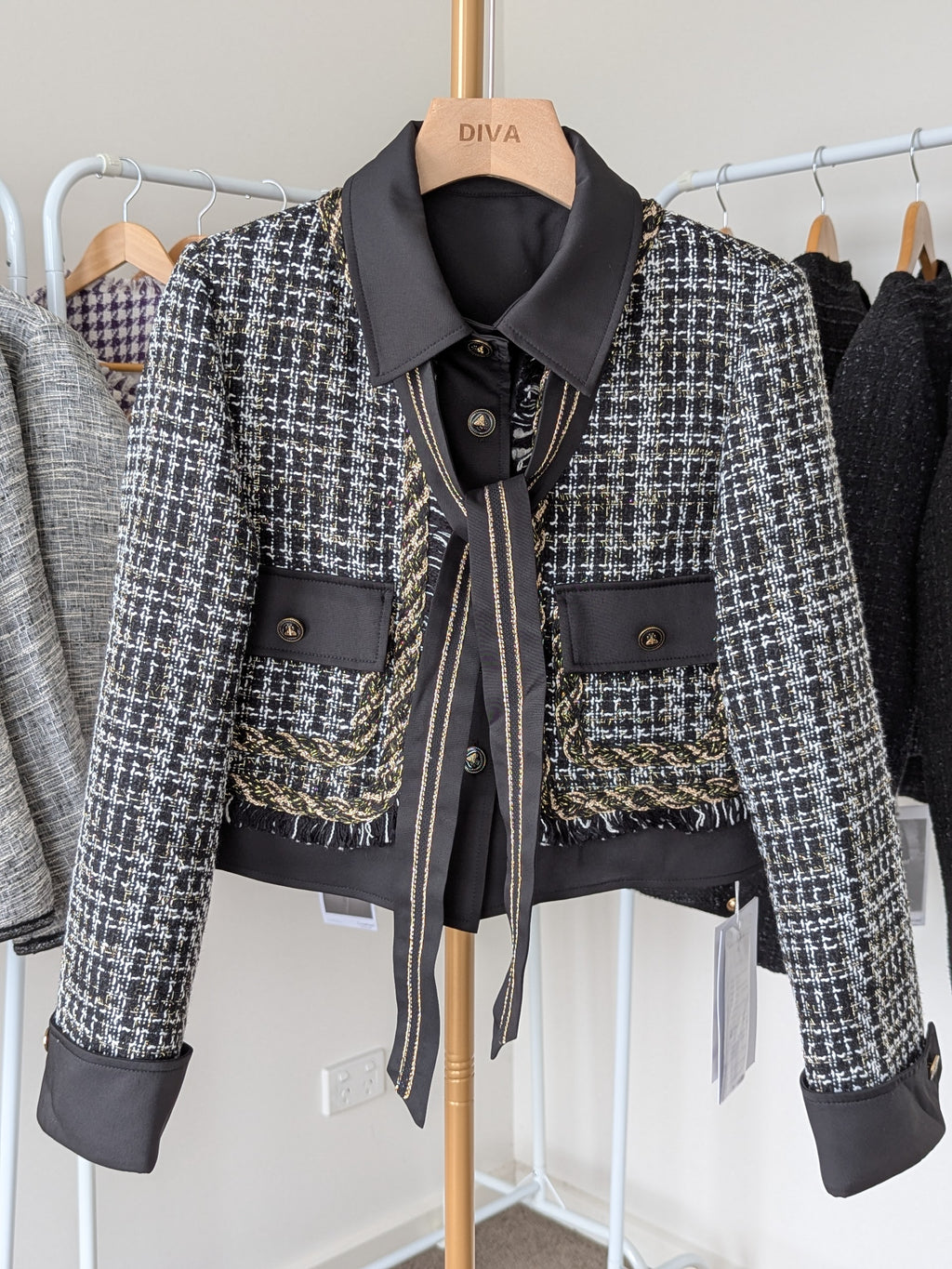 Goose Down Tweed Jacket 141 Size 4-6