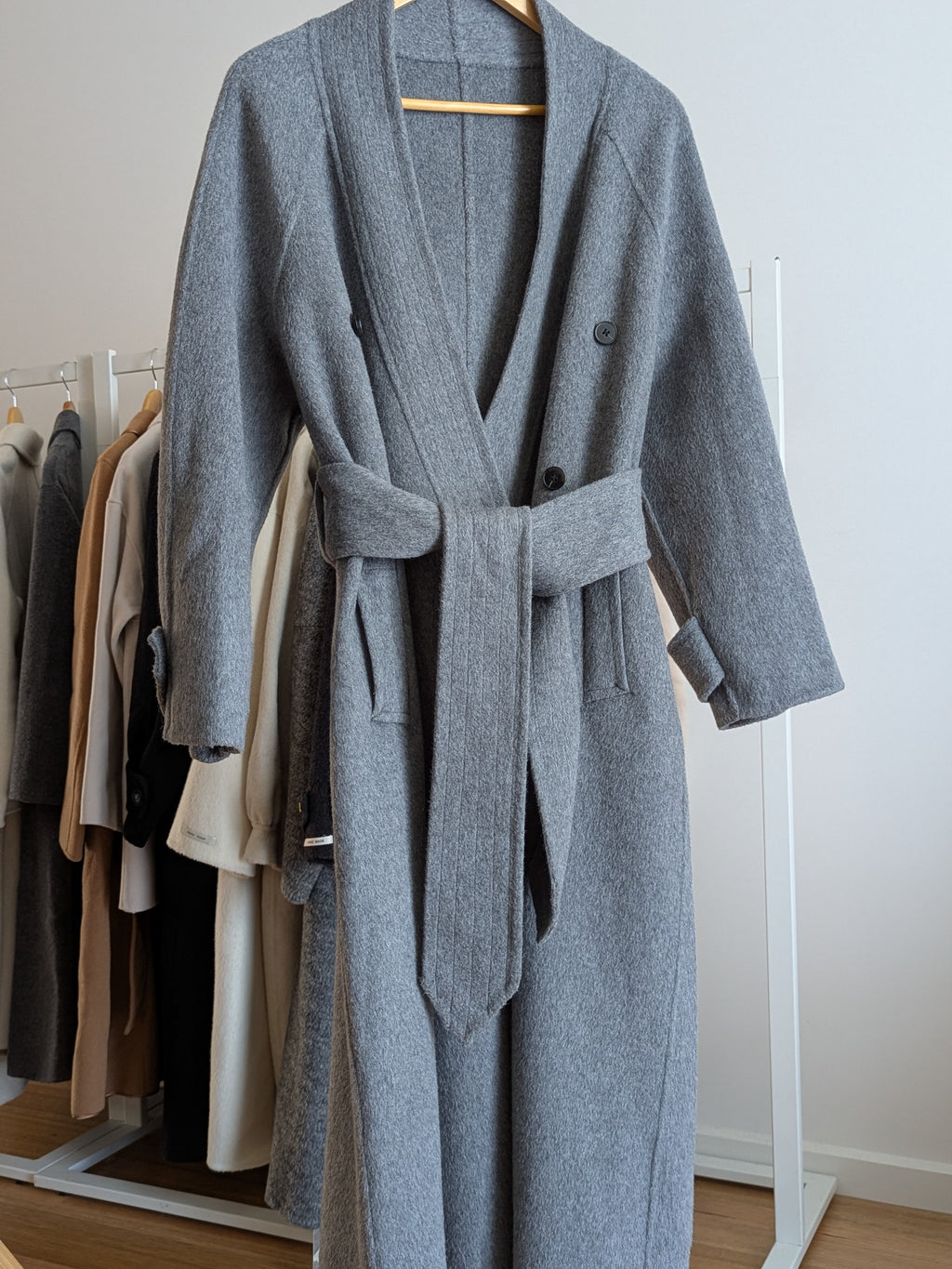 222 70% Wool Coat Grey L 12-16